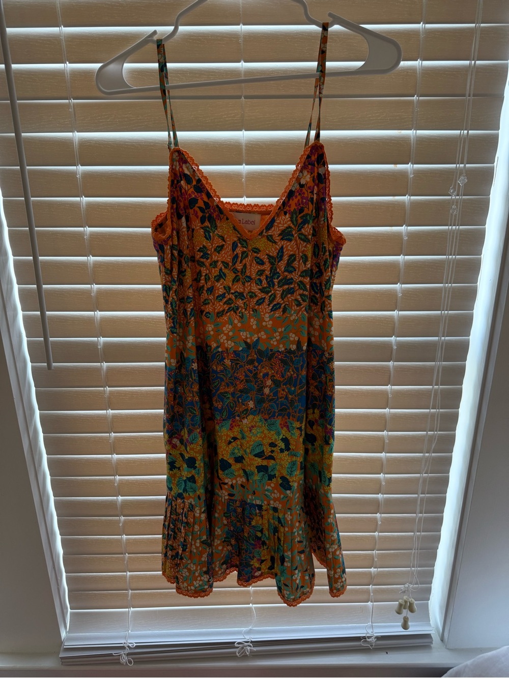 Love the Label Floral Tiered Mini Dress in Orange and Blue